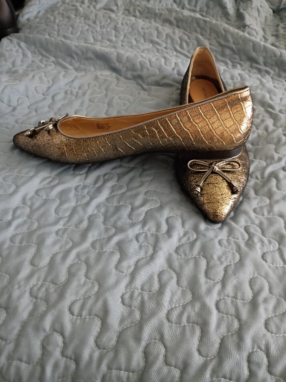 Antonio Melani crocodile metallic pointed-toe flats